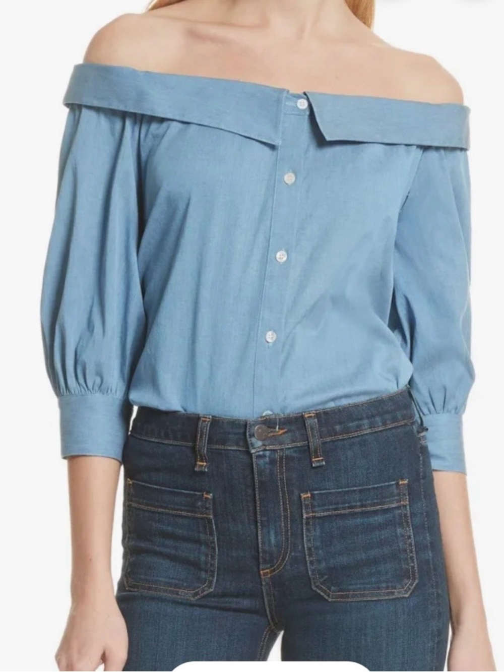 VERONICA BEARD Women's
Britta Off-the-Shoulder
Chambray Top  size 6
